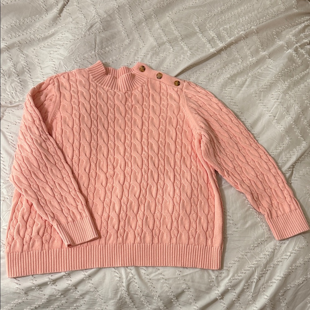 Lands' End Light Pink Cable Knit Sweater